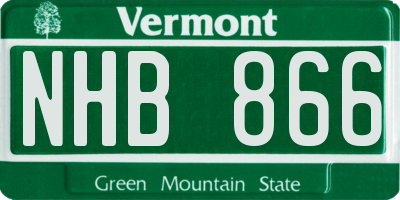 VT license plate NHB866