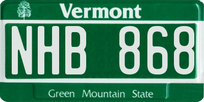 VT license plate NHB868
