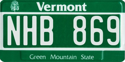 VT license plate NHB869