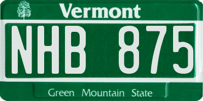 VT license plate NHB875