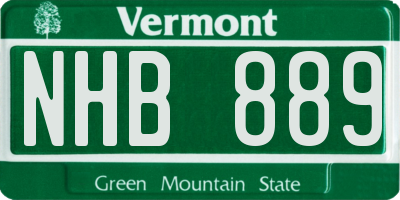 VT license plate NHB889