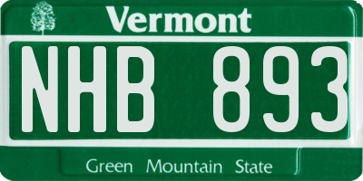 VT license plate NHB893