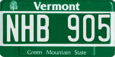 VT license plate NHB905
