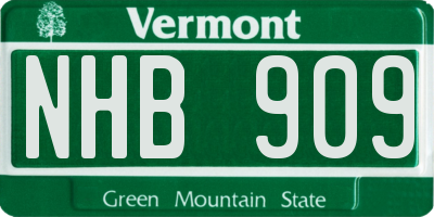VT license plate NHB909