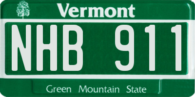 VT license plate NHB911
