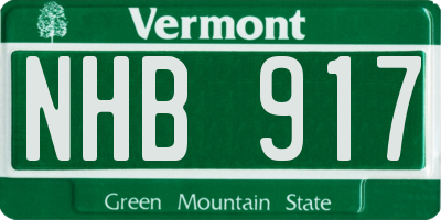 VT license plate NHB917
