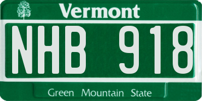 VT license plate NHB918