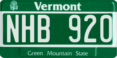 VT license plate NHB920
