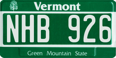 VT license plate NHB926