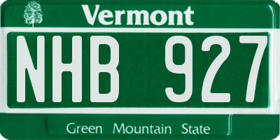 VT license plate NHB927