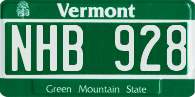 VT license plate NHB928