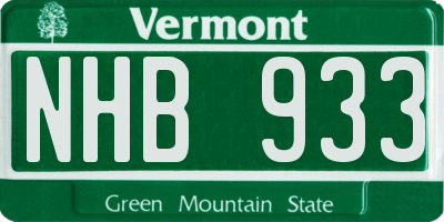 VT license plate NHB933