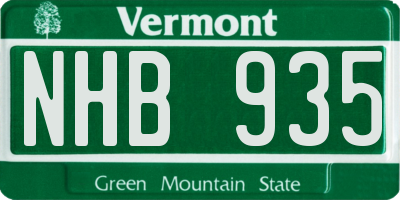 VT license plate NHB935