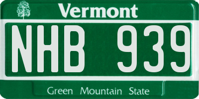 VT license plate NHB939