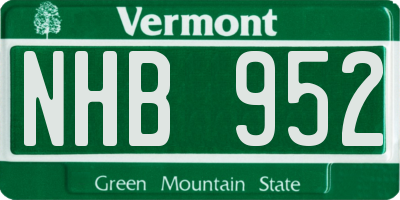 VT license plate NHB952