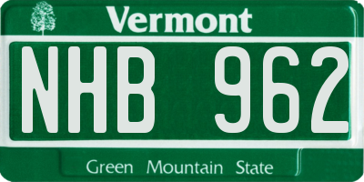 VT license plate NHB962