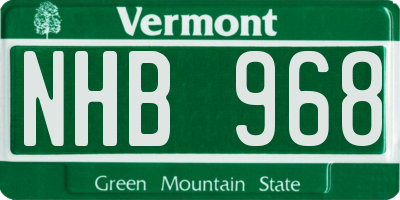 VT license plate NHB968
