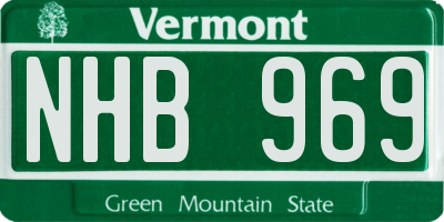 VT license plate NHB969
