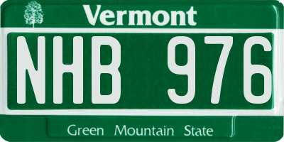 VT license plate NHB976