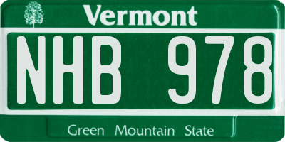 VT license plate NHB978