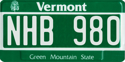 VT license plate NHB980