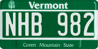 VT license plate NHB982