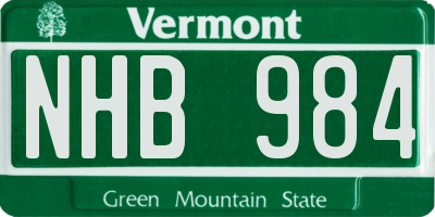 VT license plate NHB984
