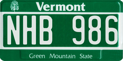 VT license plate NHB986