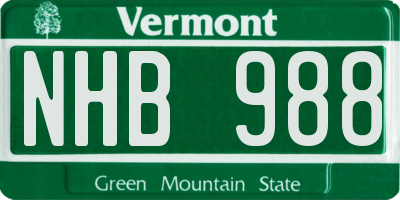 VT license plate NHB988