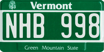 VT license plate NHB998