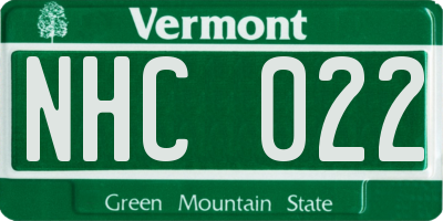 VT license plate NHC022