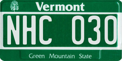 VT license plate NHC030