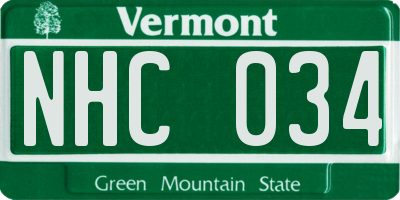 VT license plate NHC034