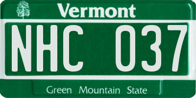 VT license plate NHC037