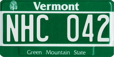 VT license plate NHC042