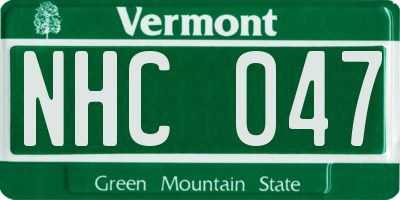 VT license plate NHC047