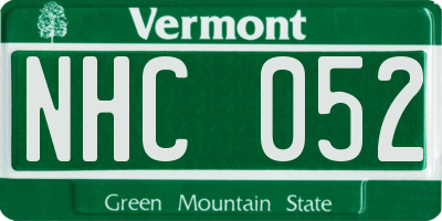 VT license plate NHC052