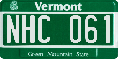 VT license plate NHC061