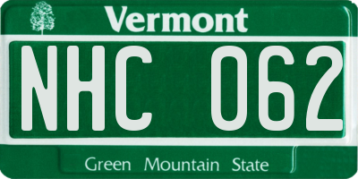 VT license plate NHC062