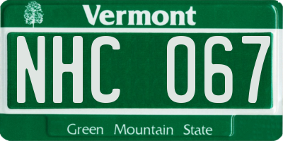 VT license plate NHC067