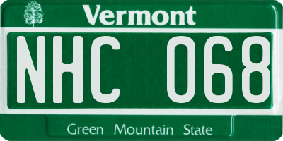 VT license plate NHC068