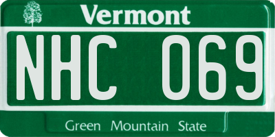 VT license plate NHC069