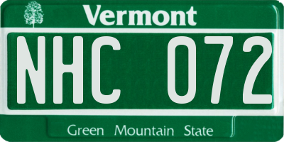 VT license plate NHC072