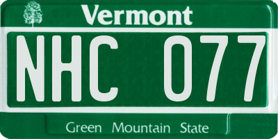 VT license plate NHC077