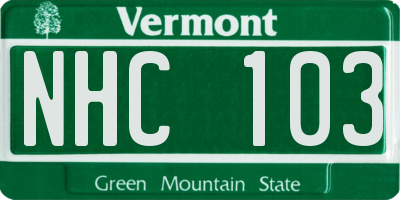 VT license plate NHC103