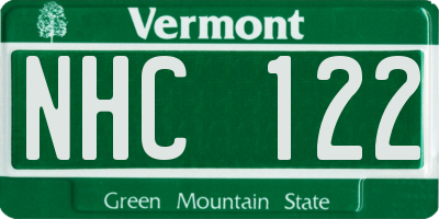VT license plate NHC122