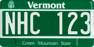 VT license plate NHC123