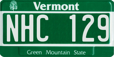 VT license plate NHC129