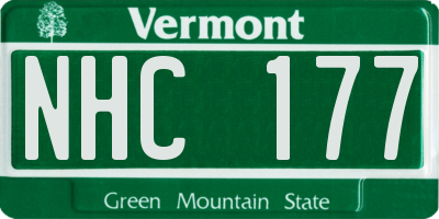 VT license plate NHC177