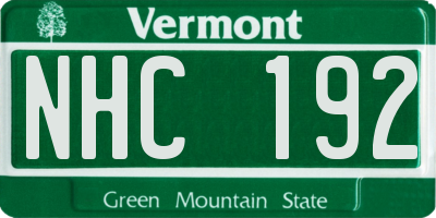 VT license plate NHC192